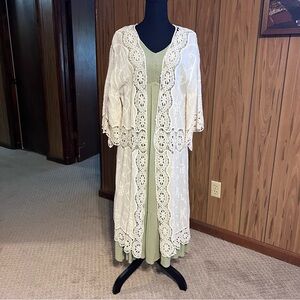 Crochet Kimono, Ivory, One Size
